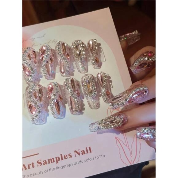 24pcs Y2K Aesthetic Sparkling Full Ballet Nails - Picture 2 of 8
